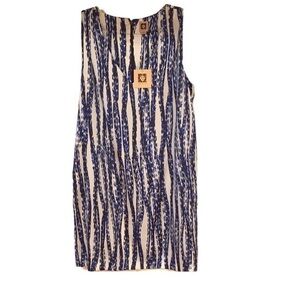 ANNE KLEIN Sleeveless blue & white sheath dress 14 - NWT